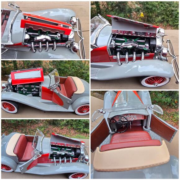 Model Car 1935 Duesenberg SSJ Danbury Mint Collectible Red Gray Roadster - Picture 7 of 8